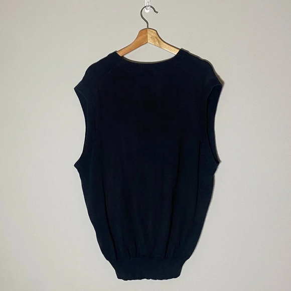 Slazenger Men's Large Outdoors Golf V-Neck Cotton Sweater Vest Pullover in Black - Picture 2 of 16